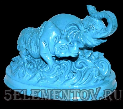 Синий (водный) Носорог  и Слон - светло-синяя фигурка