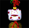Манэки-неко - денежный кот керамический - подвеска